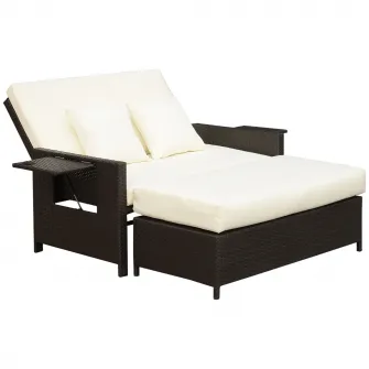 Outsunny Canapea de Gradina cu Banca Mobilier de Gradina din Ratan Maro