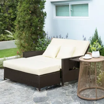 Outsunny Canapea de Gradina cu Banca Mobilier de Gradina din Ratan Maro
