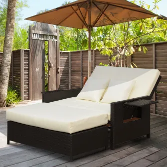 Outsunny Canapea de Gradina cu Banca Mobilier de Gradina din Ratan Maro
