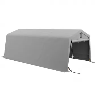 Outsunny Carport rezistent 3,3 x 6,2 m, Cort tip garaj portabil cu copertina cu 2 ferestre de ventilatie si usa mare, pentru masina, camion, barca, motocicleta, bicicleta, unelte de gradinarit