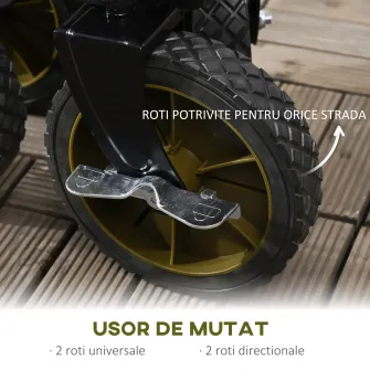 Outsunny Carucior de gradina pliabil cu roti, Carucior de camping pliabil cu placa pliabila, Carucior utilitar pentru exterior cu cadru din otel si material Oxford, verde