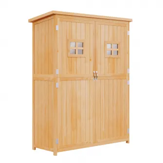 Outsunny Casuta pentru gradina din lemn de brad, cu rafturi 127.5x50x164