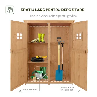 Outsunny Casuta pentru gradina din lemn de brad, cu rafturi 127.5x50x164