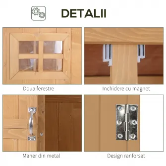 Outsunny Casuta pentru gradina din lemn de brad, cu rafturi 127.5x50x164