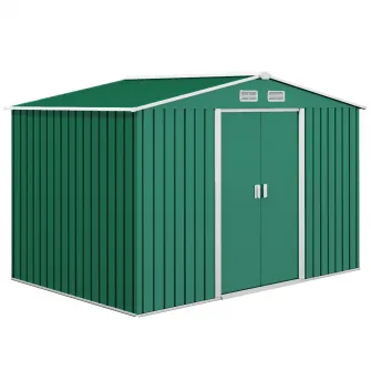 Outsunny Casuta Pentru Ustensile de Gradina din Lamiera si Fier Verde 277x191x192cm