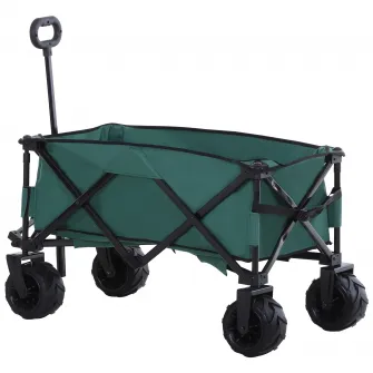 Outsunny Caucior de Gradina Sarcina max 70kg cu Maner Telescopic, Carucior Transport Obiecte din Metal si Tesatura Oxford, 108x55 cm, Verde