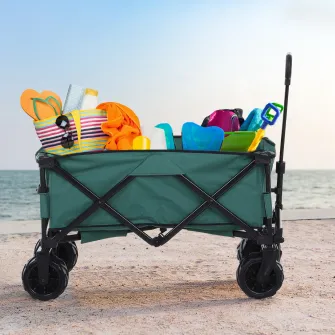 Outsunny Caucior de Gradina Sarcina max 70kg cu Maner Telescopic, Carucior Transport Obiecte din Metal si Tesatura Oxford, 108x55 cm, Verde