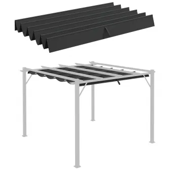 Outsunny Copertina retractabila pentru pergola, Copertina de rezerva din material textil pentru pergola de 3 x 3 (m), Acoperis retractabil pentru foisor, gri inchis