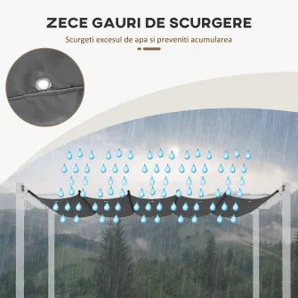 Outsunny Copertina retractabila pentru pergola, Copertina de rezerva din material textil pentru pergola de 3 x 3 (m), Acoperis retractabil pentru foisor, gri inchis