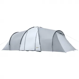 Outsunny Cort de Camping pentru 4-5 Persoane cu 2 Camere, Cort de Camping pentru Familie Impermeabil cu Baldachin, 590x245x193cm, Gri