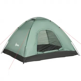 Outsunny Cort pentru Camping 2 Locuri, Cort in Forma de Iglu cu Usa si Fermoar, Plasa de Tantari si Geanta pentru Transport, 206x185x120cm, Verde