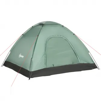 Outsunny Cort pentru Camping 2 Locuri, Cort in Forma de Iglu cu Usa si Fermoar, Plasa de Tantari si Geanta pentru Transport, 206x185x120cm, Verde