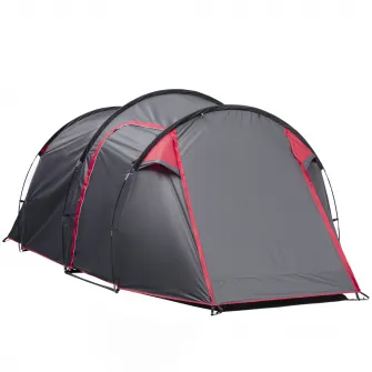 Outsunny Cort pentru Camping 2 Locuri cu Vestibul Mare, Cort Impermeabil Usi cu Fermoar, 426x206x154cm Gri