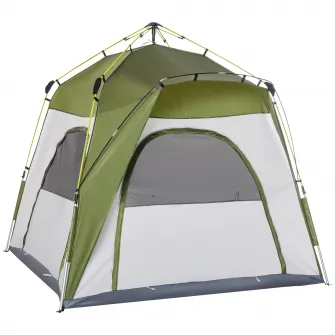 Outsunny Cort pentru Camping2 Locuri, Cort Iglu Pop Up cu Usa cu Fermoar si 3 Ferestre cu Plasa, Geanta pentru Transport Inclusa, 240x240x199cm, Verde