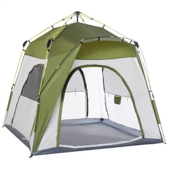 Outsunny Cort pentru Camping2 Locuri, Cort Iglu Pop Up cu Usa cu Fermoar si 3 Ferestre cu Plasa, Geanta pentru Transport Inclusa, 240x240x199cm, Verde
