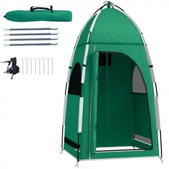 Outsunny Cort pentru dus, vestiar, cort pentru intimitate, adapost portabil, de exterior, pentru camping si plaja, cu geanta de transport, verde