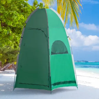 Outsunny Cort pentru dus, vestiar, cort pentru intimitate, adapost portabil, de exterior, pentru camping si plaja, cu geanta de transport, verde