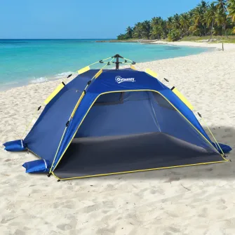 Outsunny Cort Plaja Pop Up cu Ferestre Perforate si Usa Inchisa