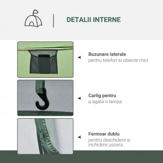 Outsunny cort pop up, 4-5 locuri, 4 ferestre, 263,5x220x123cm
