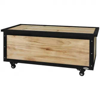 Outsunny Cutie de depozitare 121 de litri pentru exterior cu roti, Organizator tip cutie de depozitare din lemn cu armatura de otel pentru terasa si gradina, pentru balcon, veranda, marginea piscinei