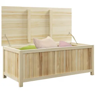 Outsunny Cutie de depozitare 172 de litri pentru exterior, Container tip cutie de depozitare din lemn pentru terasa si gradina, pentru balcon, veranda, marginea piscinei