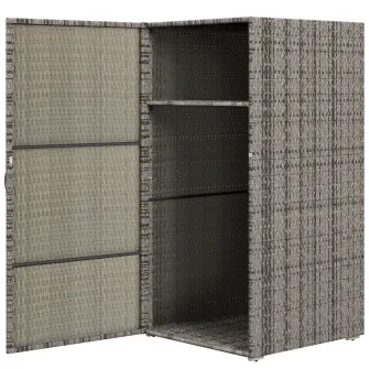 Outsunny Dulap de Depozitare din Ratan PE cu Usa pentru Exterior, Dulap de Depozitare Accesorii Independent Impermeabil, Gri