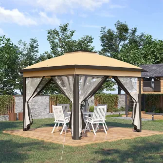 Outsunny Foisor pliabil cu plasa de tantari si baldachin dublu, inaltime reglabila si geanta de transport, 330x330x288cm, bej