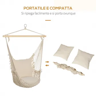 Outsunny Hamac de Gradina din Franghie Shabby Chic
