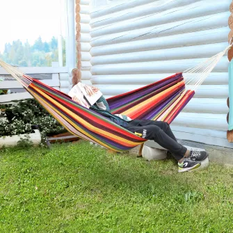 Outsunny hamac din bumbac si poliester 2x1.5m, multicolor