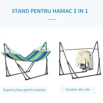Outsunny Hamac pentru Exterior cu Arc cu Suport Curbat PLiabil, Material din Bumbac Comfortabil si Cadru de Otel, Greutate Suportata 120 kg, pentru Terasa, Gradina, Curte, Negru