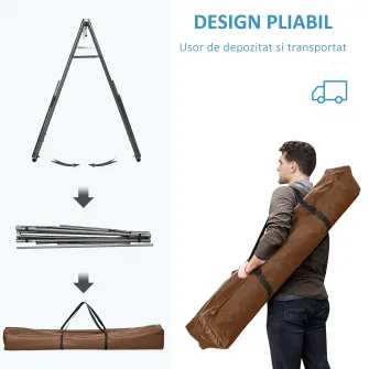 Outsunny Hamac pentru Exterior cu Arc cu Suport Curbat PLiabil, Material din Bumbac Comfortabil si Cadru de Otel, Greutate Suportata 120 kg, pentru Terasa, Gradina, Curte, Negru