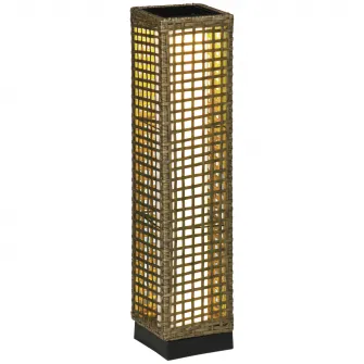 Outsunny Lampa de Gradina cu Energie Solara cu Panou de Reincarcare Superior, din Otel si Ratan, 15.5x15.5x69 cm, Negru si Maro