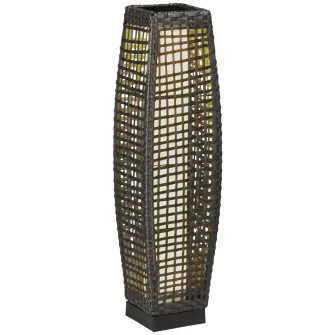 Outsunny Lampa de Gradina cu Energie Solara cu Panou de Reincarcare Superior, din Otel si Ratan, 21x21x78 cm, Negru si Maro