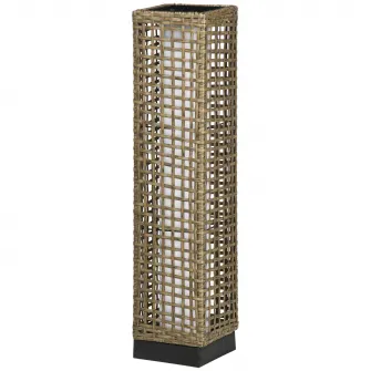 Outsunny Lampa de Gradina cu Energie Solara cu Panou de Reincarcare Superior, din Otel si Ratan, 15.5x15.5x69 cm, Negru si Maro