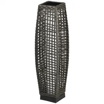 Outsunny Lampa de Gradina cu Energie Solara cu Panou de Reincarcare Superior, din Otel si Ratan, 21x21x78 cm, Negru si Maro