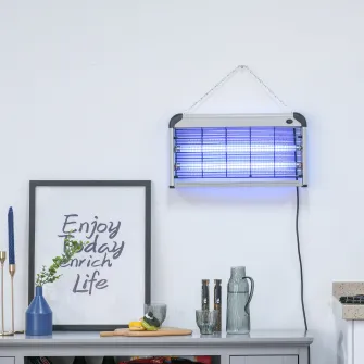 Outsunny Lampa pentru Insecte Electrica 30W pentru Exterior si Interior de 60m² Argintie