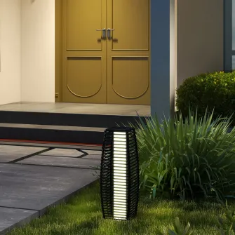 Outsunny Lampadar solar, Lampa de exterior pentru gradina Lampa pentru alee si iluminat decoratic cu lumini LED cu pornire/oprire automata pentru veranda, curte, gradina, terasa, Negru