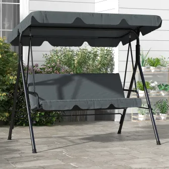 Outsunny Leagan de Gradina cu 3 Locuri cu Copertina si Cadru din Otel si Poliester, 172x110x153 cm, Gri