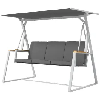 Outsunny Leagan tip scaun pentru terasa cu 3 locuri, Leagan balansoar pentru exterior cu copertina reglabila, perna detasabila si cadru din otel inoxidabil rezistent la intemperii, Gri