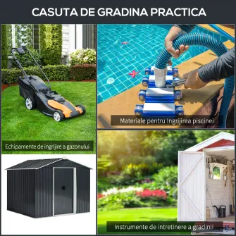 Outsunny Magazie de depositare Gradina cu 2 usi Glisante de ventilatie, Otel