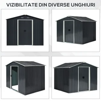 Outsunny Magazie de depositare Gradina cu 2 usi Glisante de ventilatie, Otel