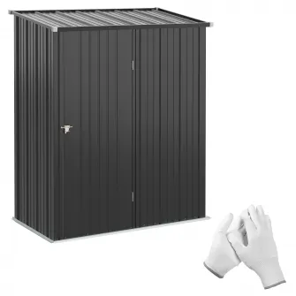 Outsunny Magazie de Gradina Pentru Unelte din Tabla de Otel cu Zavor, 161.5x94.5x196cm, Negru