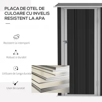 Outsunny magazie impermeabila scule, din otel 142x84x189cm