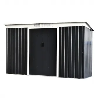 Outsunny, magazie pentru scule de gradina, 280x130x172cm, gri inchis