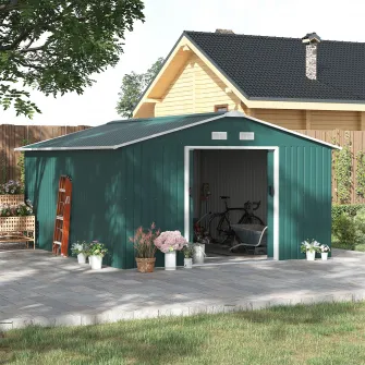 Outsunny Magazie Unelte din Otel Galvanizat, Anti Rugina 3.4 x 3.86 x 2 m,  Verde