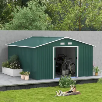 Outsunny Magazie Unelte din Otel Galvanizat, Anti Rugina 3.4 x 3.86 x 2 m,  Verde