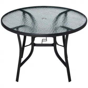 Outsunny masa exterior, rotunda, blat sticla, Ф106.5x71cm