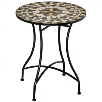 Outsunny Masa rotunda stil bistro de 60cm, cu mozaic, pentru gradina, veranda exterior, balcon, Gri