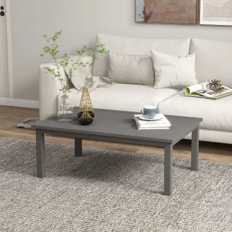 Outsunny Masuta de cafea din aluminiu pentru exterior, Masa laterala dreptunghiulara pentru gradina cu efect de granulatie de lemn si blat cu lamele pentru interior si exterior 100cm x 60cm, Maro