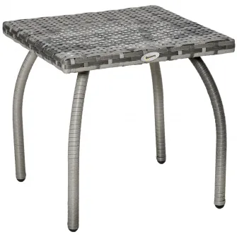 Outsunny Masuta din Ratan Sintetic pentru Exterior si Gradina Gri